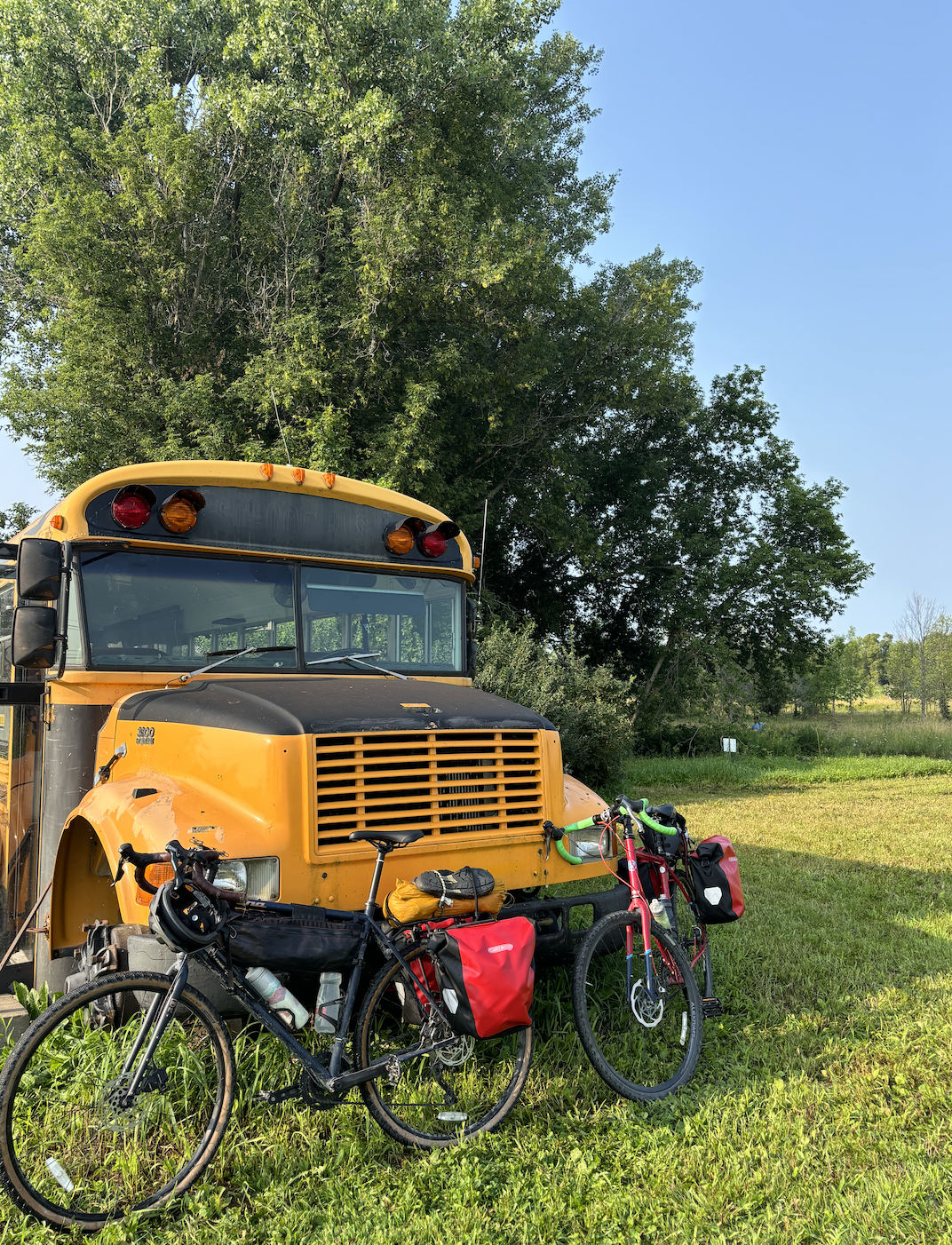 schoolbus and bikes