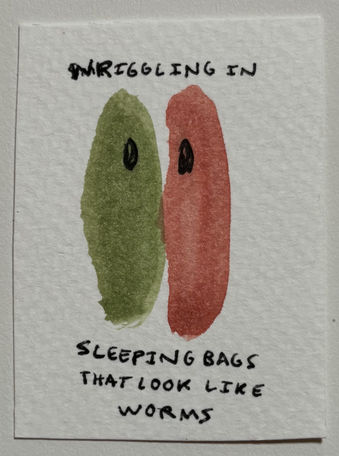 watercolor of sleeping bags