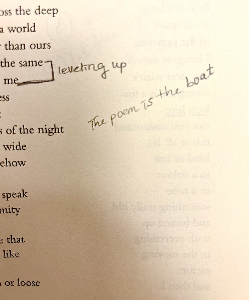 annotation on a poem which says the poem is the boat